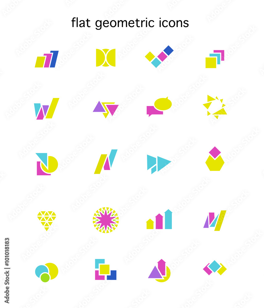 Collection of flat colorful abstract geometric icons