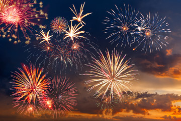 Fireworks with majestic clouds