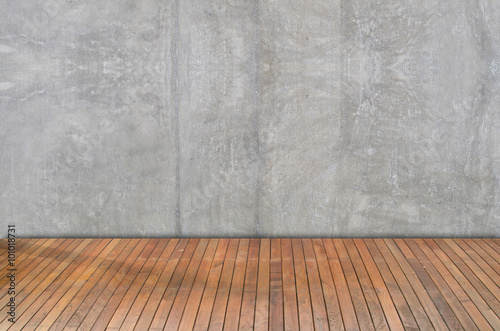 Wooden floor and plaster walls