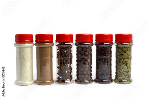 set of spices in jars
