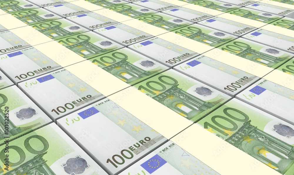 Fototapeta premium European currency bills stacks background. Computer generated 3D photo rendering.