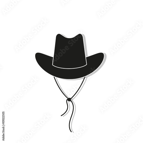 cowboy hat icon - black vector illustration