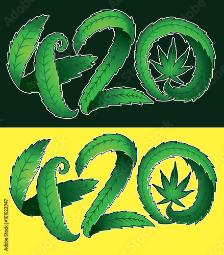Green marijuana cannabis leaf 420 text vector illustration