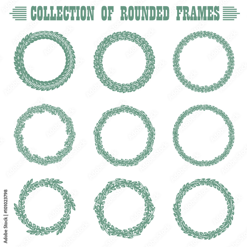 Round floral flat frames collection Round floral flat frames collection