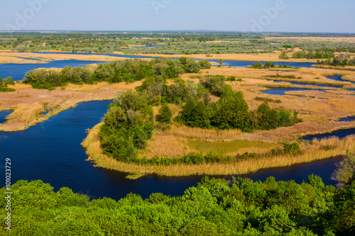 vorskla river delta landscape, ukraine