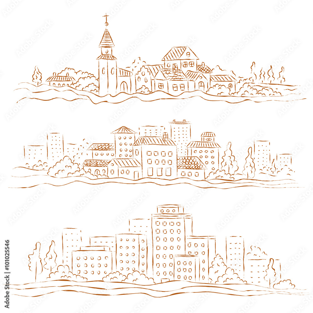 Vector set of towns