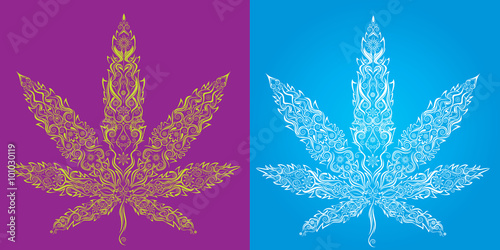 cannabis marijuana decorative textured leaf symbol