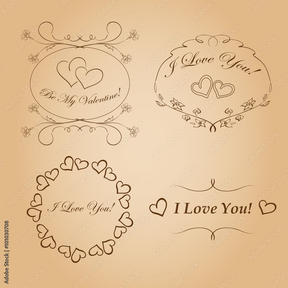 romantic vector frames for valentines day