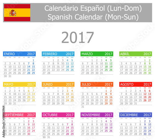 2017 Spanish Type-1 Calendar Mon-Sun on white background