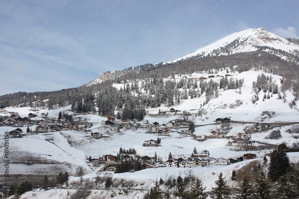 Dolomites skiing resort. Gardena.
