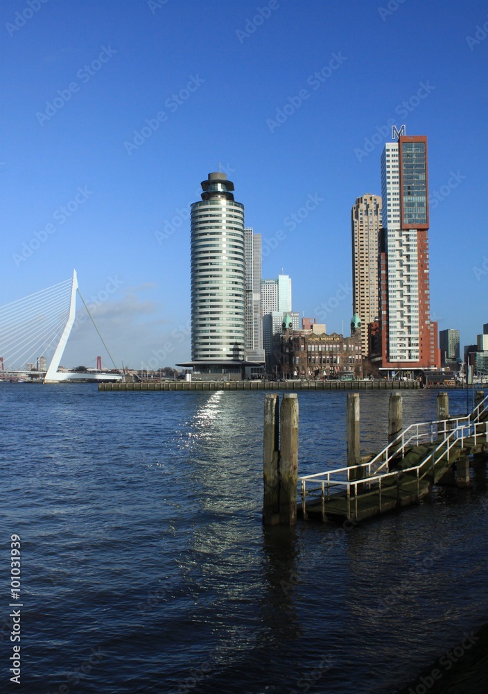 Rotterdam, Blick von Katendrecht zur Skyline am Kop van Zuid