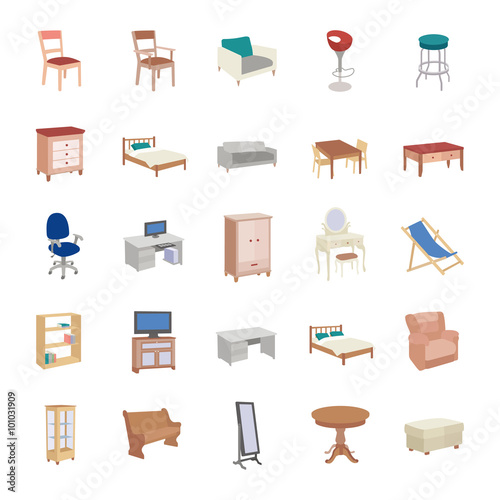Furniture color vector icons
