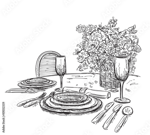 Vector illustration of a romantic table for two