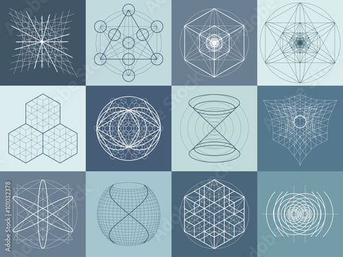 Sacred geometry symbols and elements set