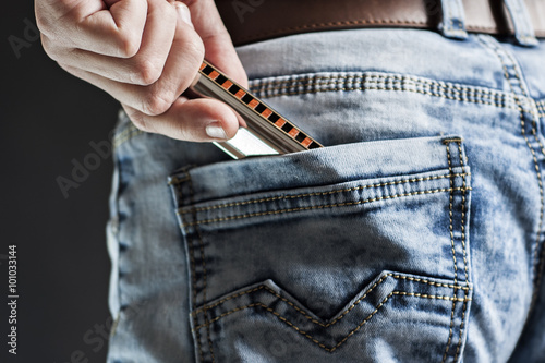 Blues harmonica in the pocket