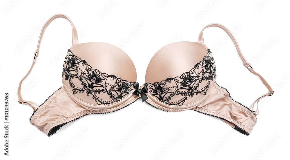 Beige her bra on a white background. Beige her bra on a white background.