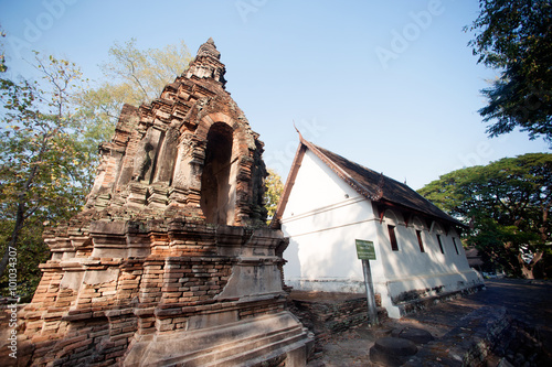  The Chedi of Wat Chet Yot temple in Chaing Mai Thailand.