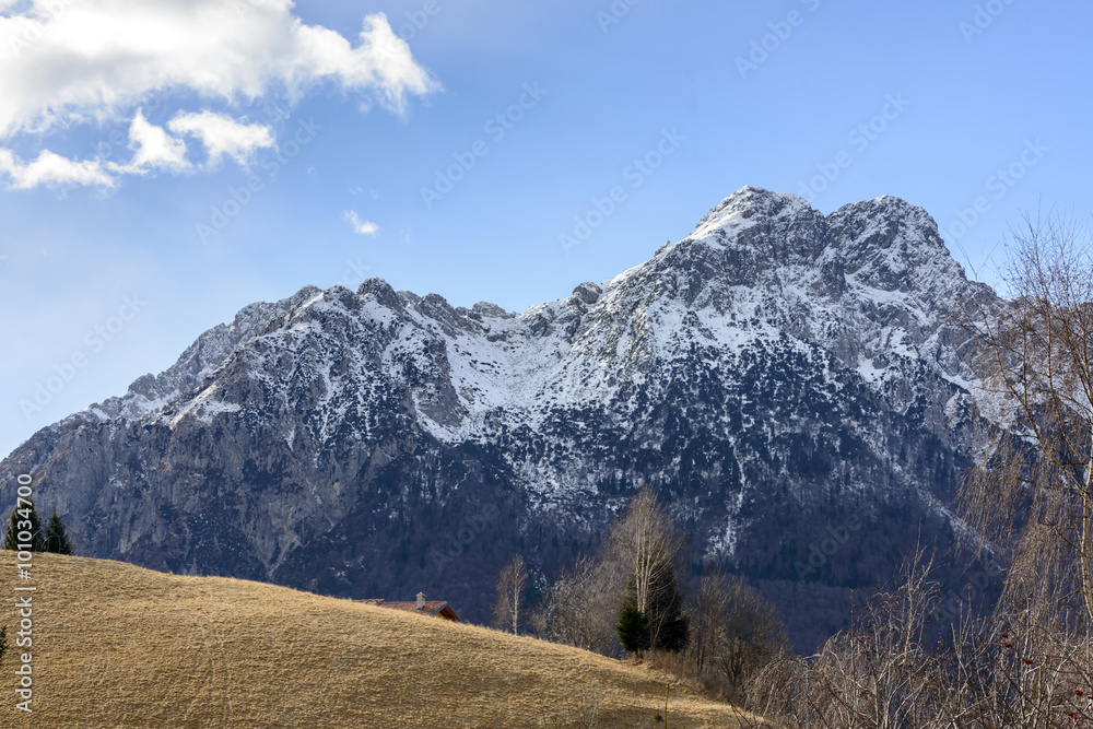 north face of Alben peak in winter, Bergamo, Italy