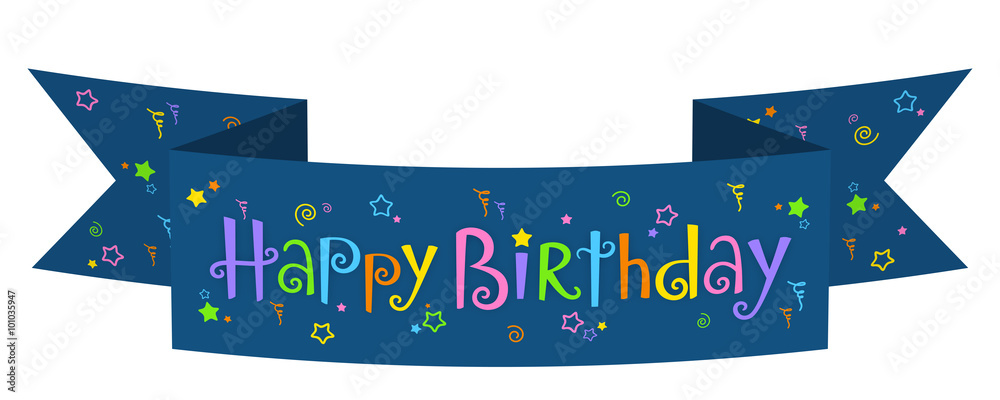 Single ribbon with text - happy birthday Vector Image