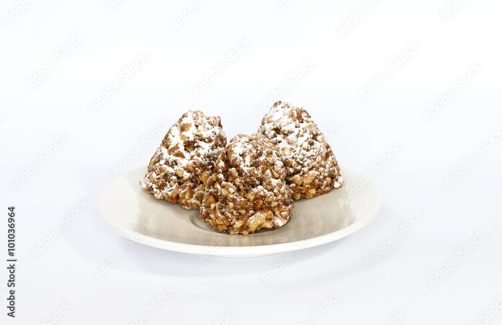 White plate with three cookies White plate with three cookies