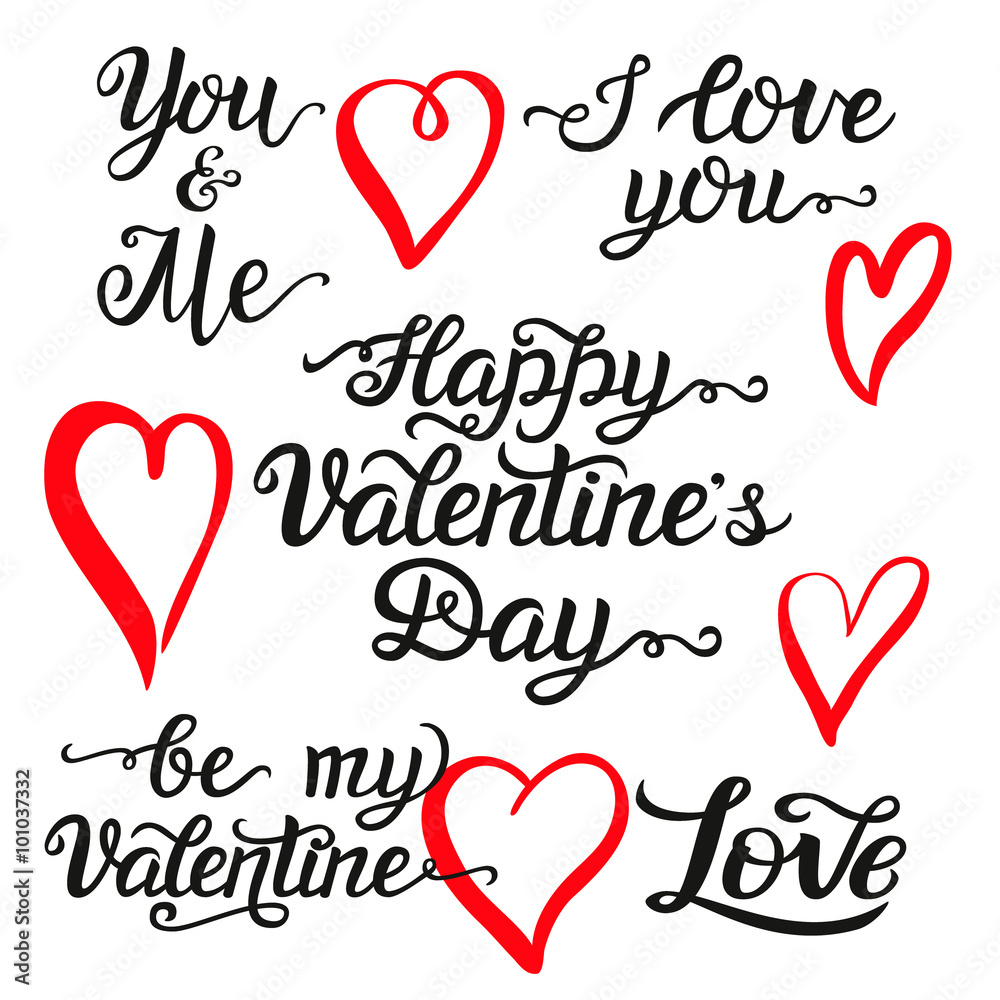 Valentine Day hand lettering set Valentine Day hand lettering set
