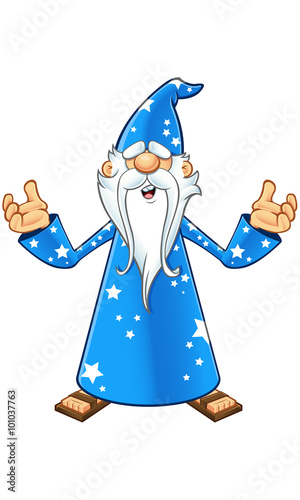 Blue Old Wizard Character