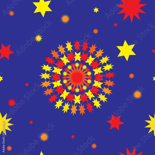 Seamless star pattern on dark blue background