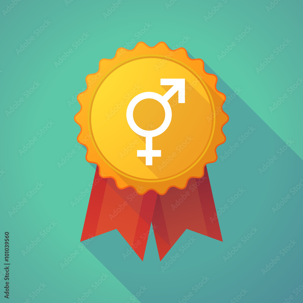 Long shadow badge icon with a bigender symbol Long shadow badge icon with a bigender symbol
