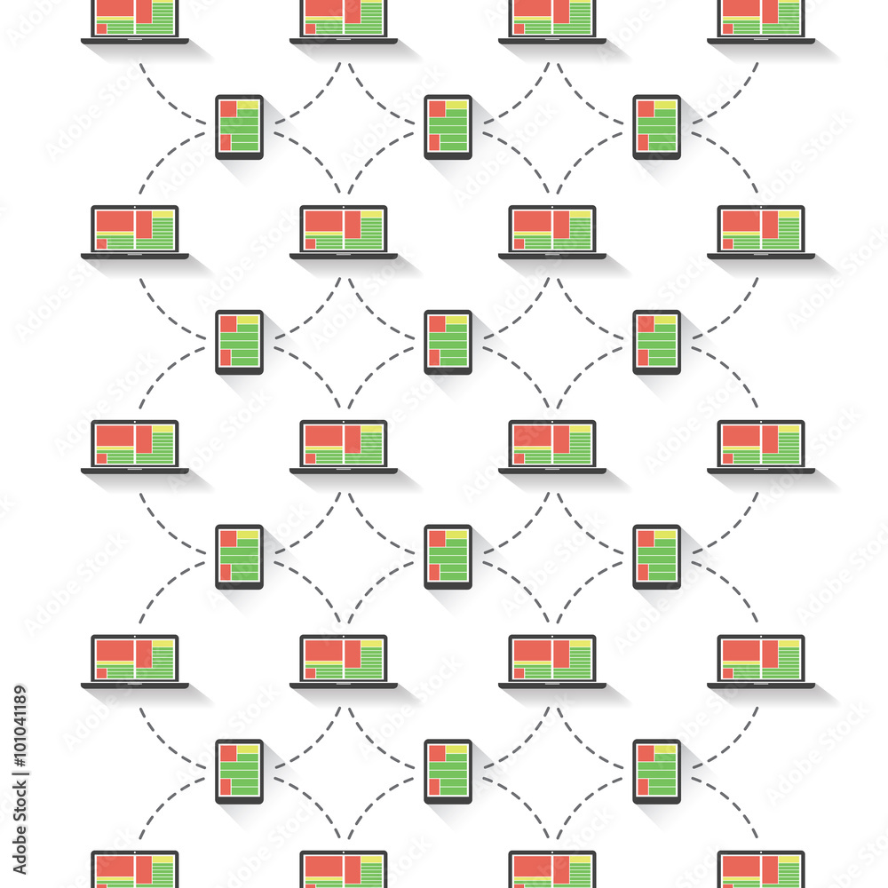 Network Design Concept With Laptops And Tablets Network Design Concept With Laptops And Tablets
