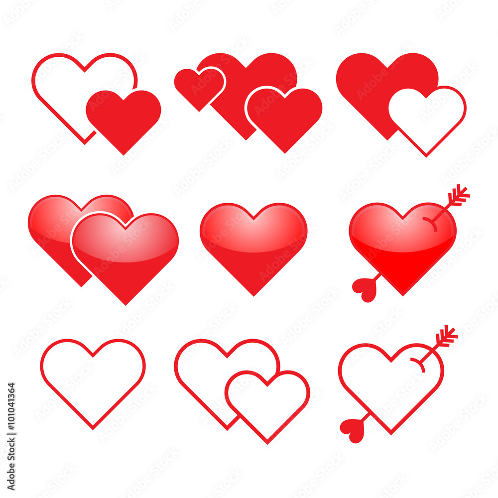 Heart Valentine Icon Set Heart Valentine Icon Set