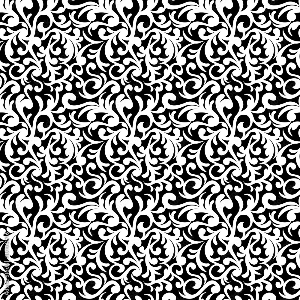 Repeat Floral Pattern Seamless Baroque Swirl