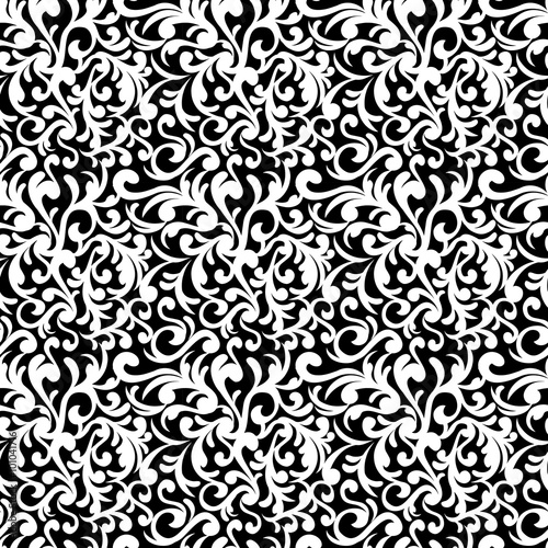 Repeat Floral Pattern Seamless Baroque Swirl