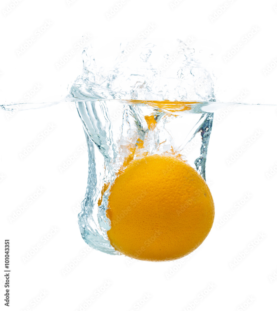 orange falling or dipping in water with splash orange falling or dipping in water with splash