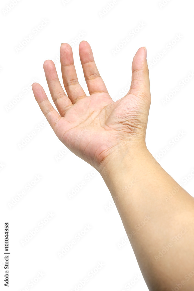 Hand of Asian man's open hand isolated on white Hand of Asian man's open hand isolated on white