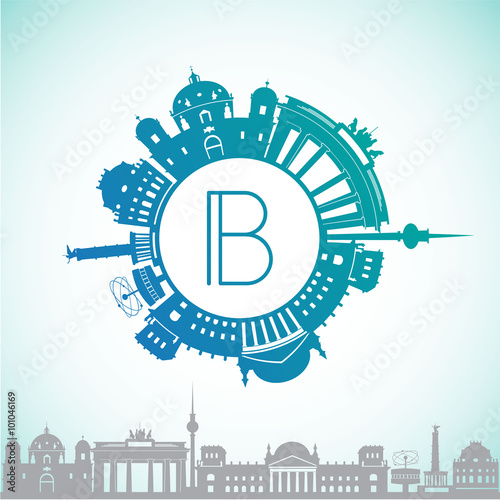 Vector silhouette of Berlin Germany. City skyline.