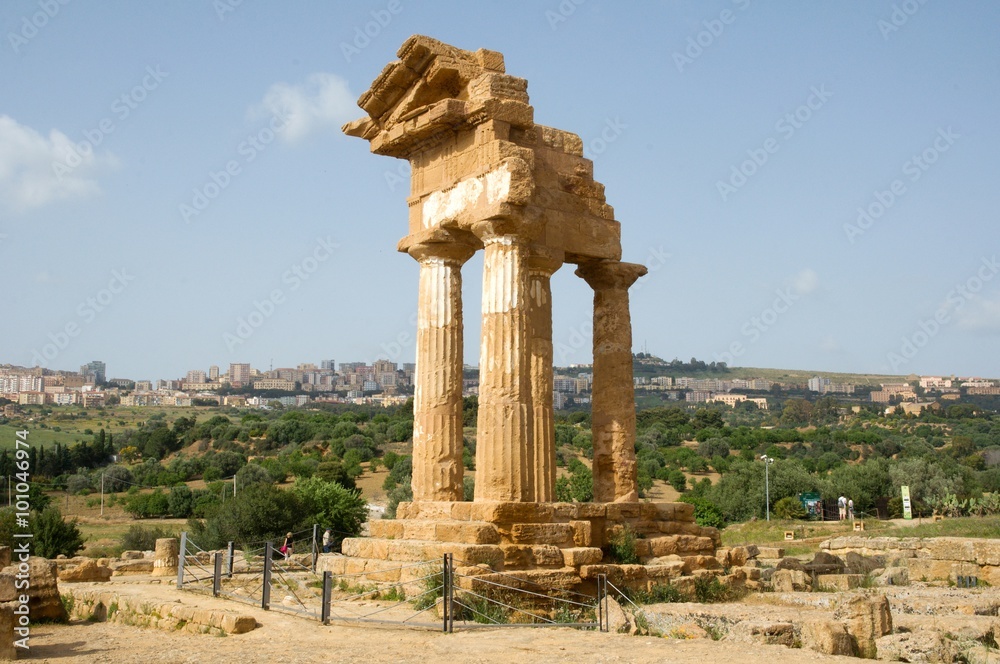 The Temple of Castor and Pollux in the Agrigento, Sicily, Italy