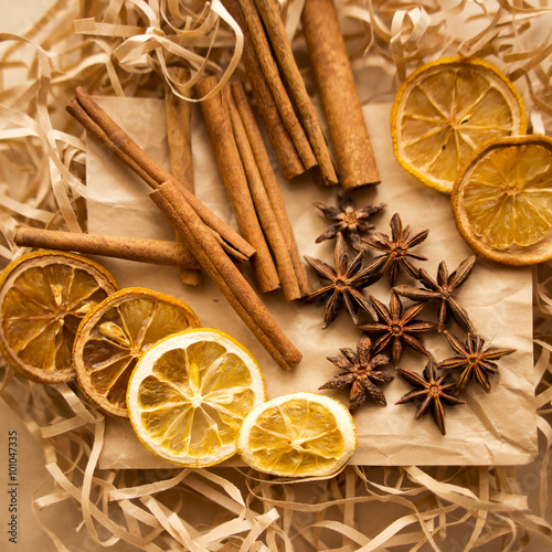 Anise and cinnamon, ingredients for preparation mulled wine