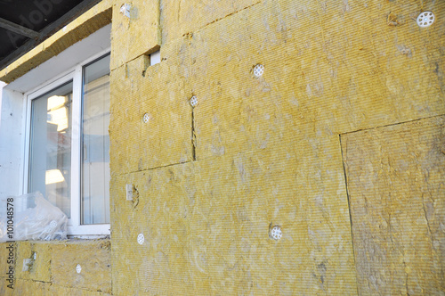 Windows Area External Wall Insulation with Fiberglass. © bildlove