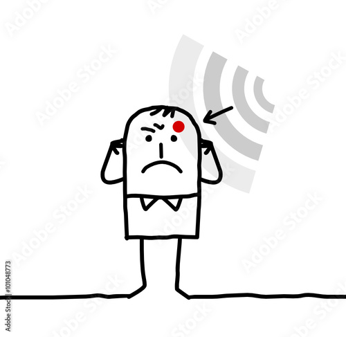 cartoon man suffering from electrosensitivity