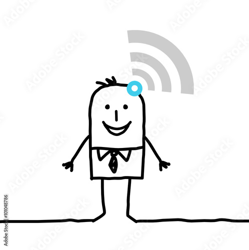 cartoon connected businessman