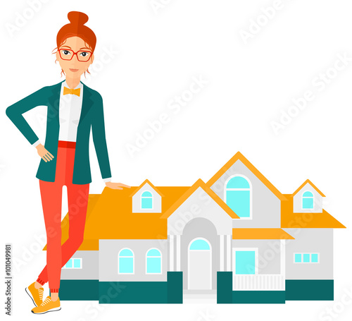 Real estate agent offering house.