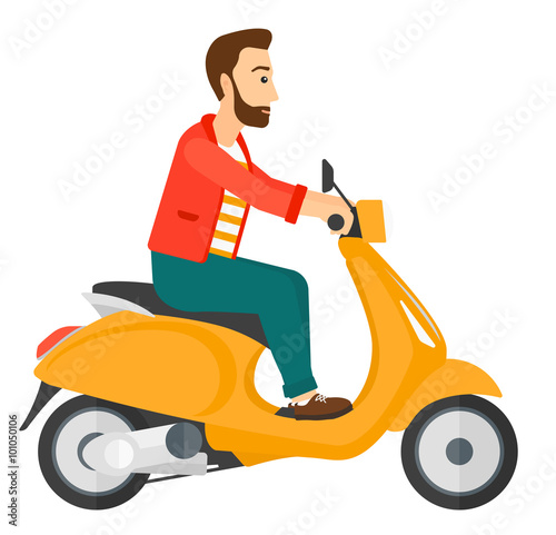 Man riding scooter.