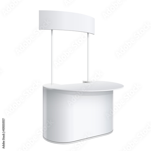 Promotion counter, Retail Trade Stand Isolated on the white background. MockUp Template For Your Design. Vector illustration.
