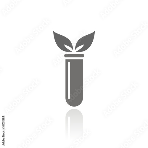 Icono de un tubo de ensayo con una planta. Concepto de biología, ciencia y laboratorio
