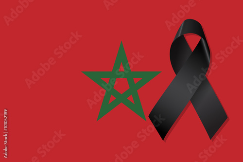 Morocco flag with black ribbon vector 