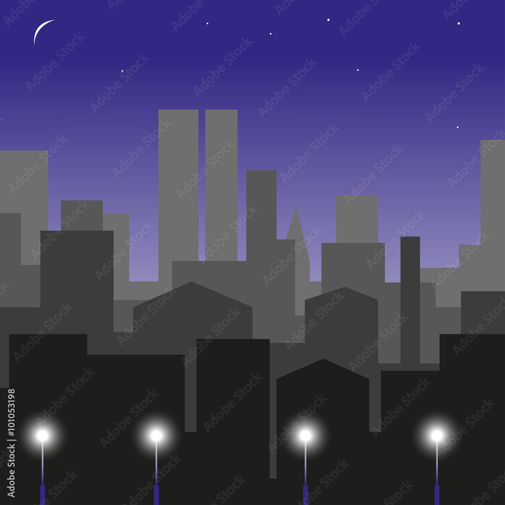 Fototapeta premium Night city. Background. Vector illustration.