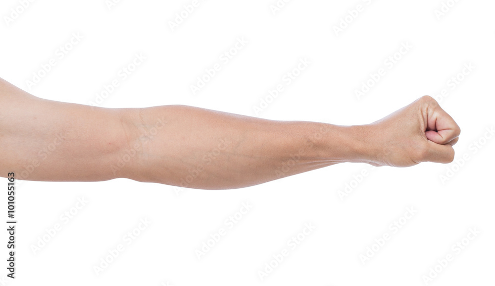 Man hand isolated on white background; clipping path