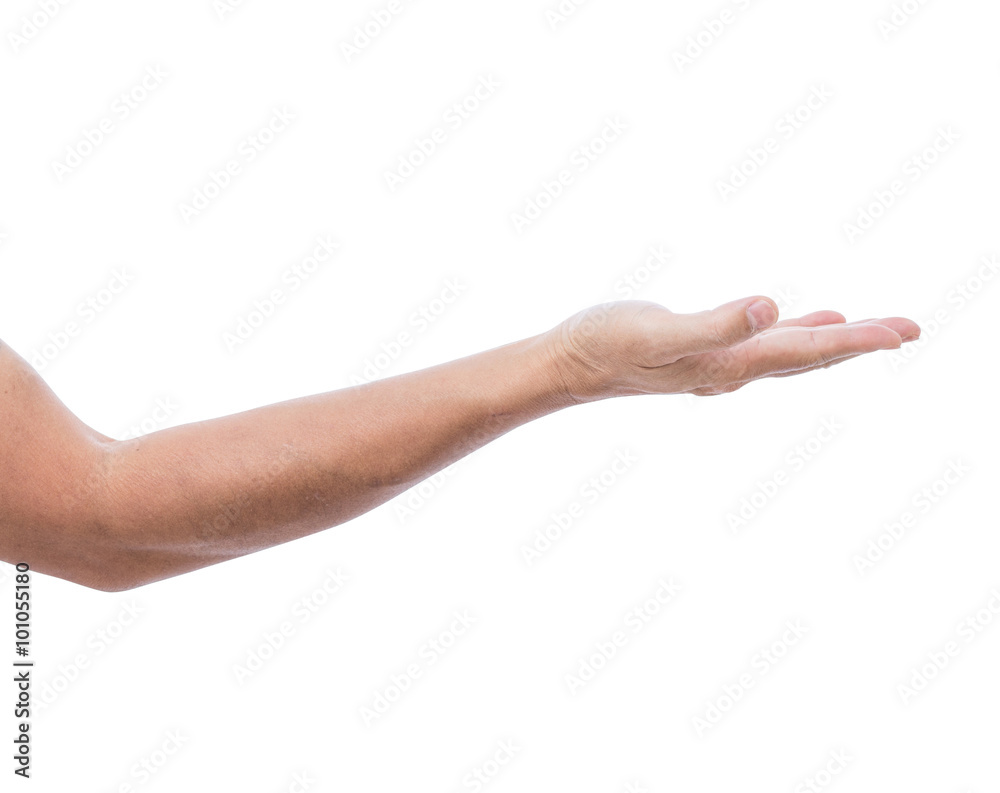 Man hand isolated on white background; clipping path