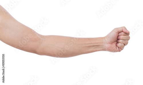 Man hand isolated on white background; clipping path