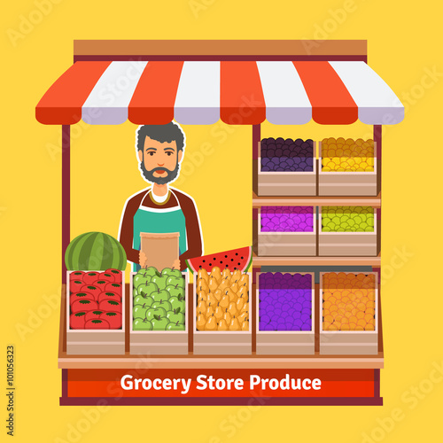 Produce shop keeper. Fruit and vegetables retail